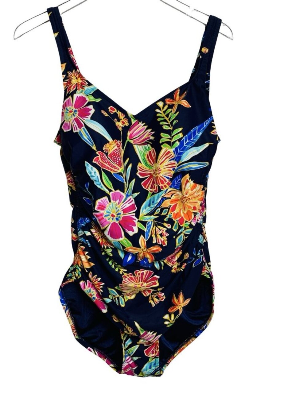 Maxine Size 18 One Piece Swimsuit Bathing Suit Colorful Tropical Floral Print